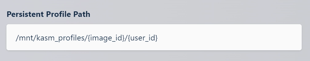 Configuring persistent profile path with Image ID and User ID
