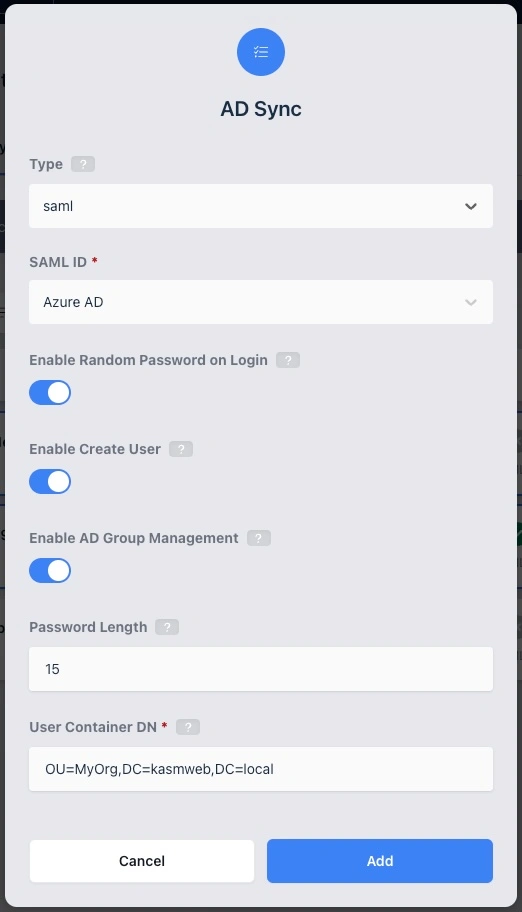 AD Sync Configuration