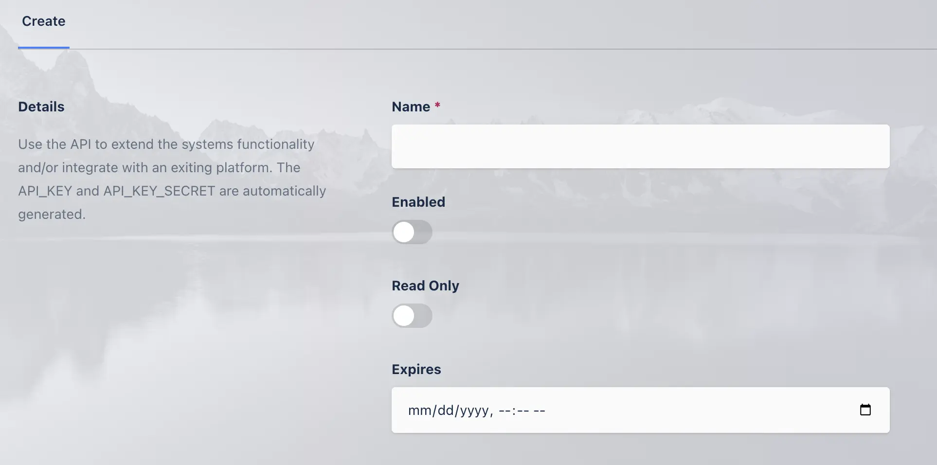 Creating an API Key