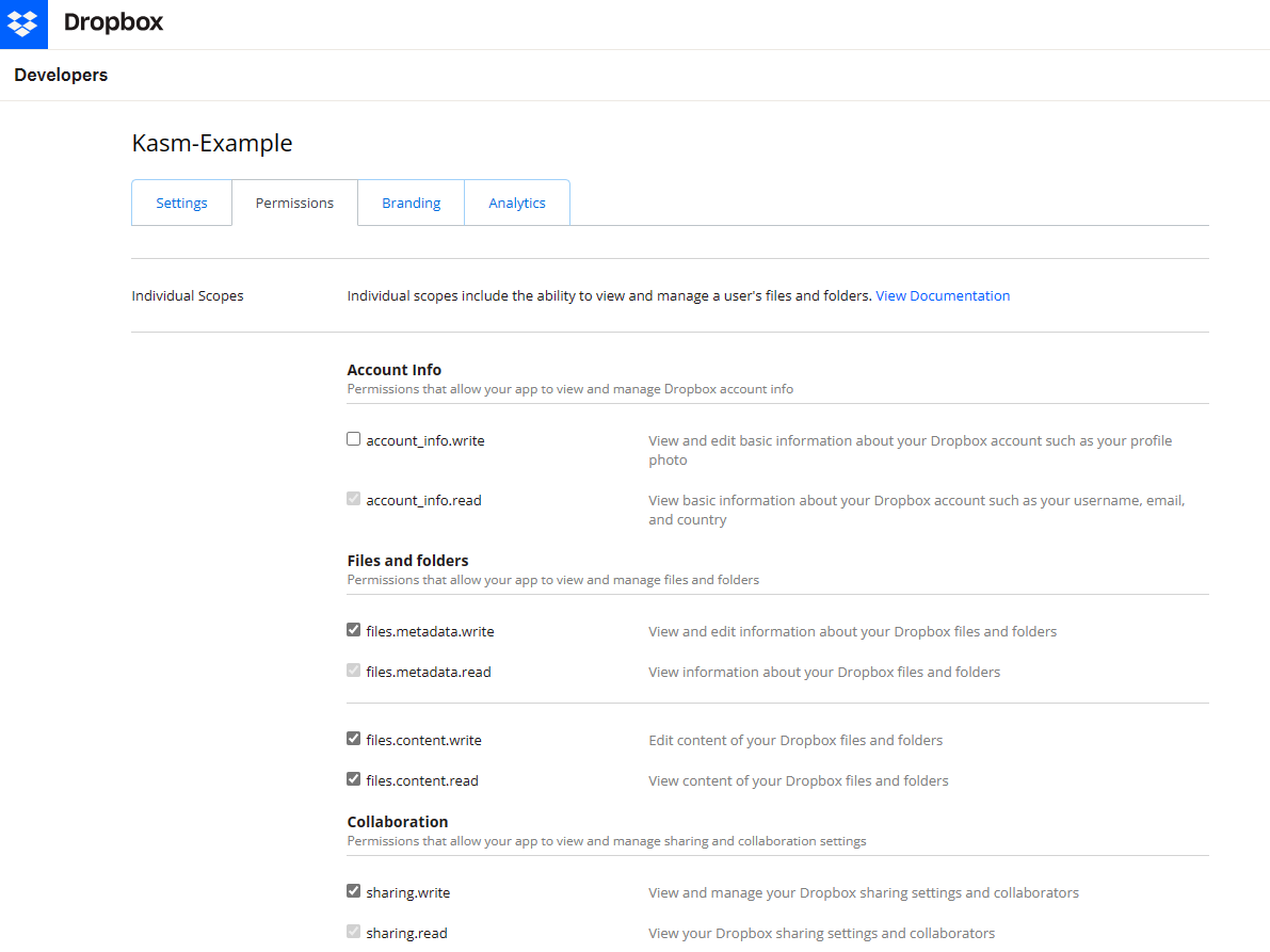 DropBox Permissions