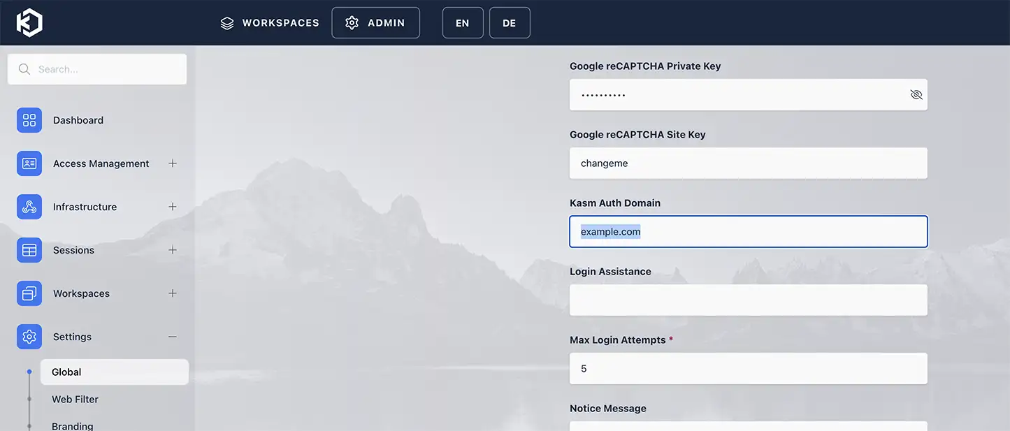 Setting the Auth Domain