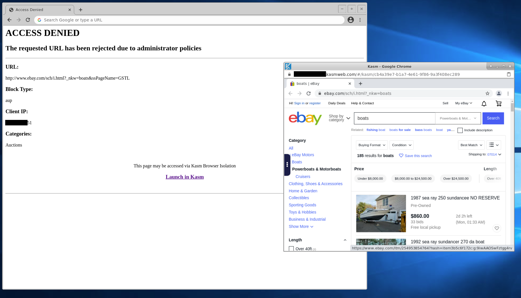 Block Page in Action