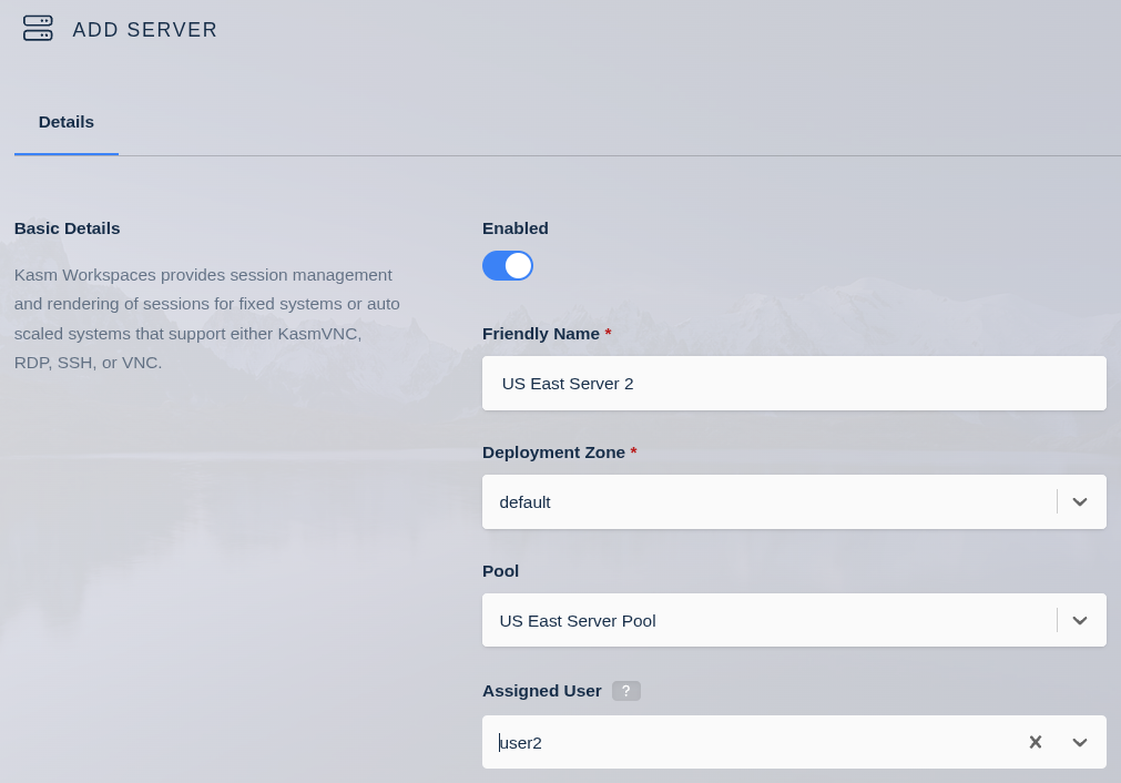 Create a Server with an Assigned User