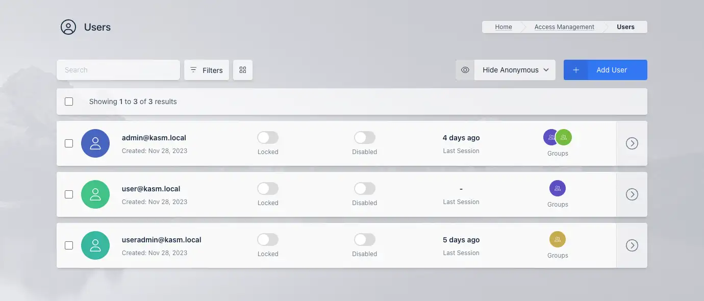 Creating a new user