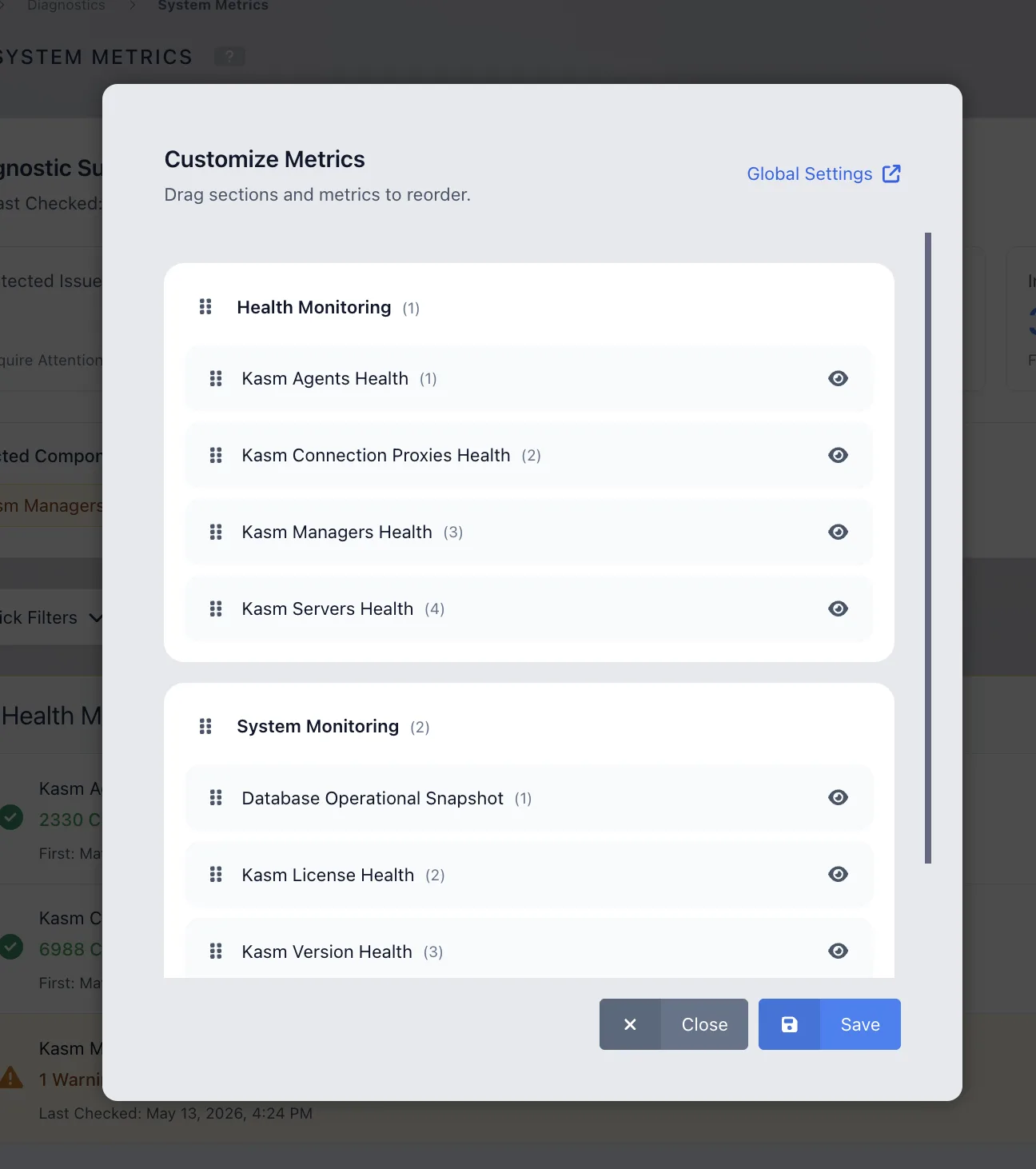 Customize Metrics Dashboard