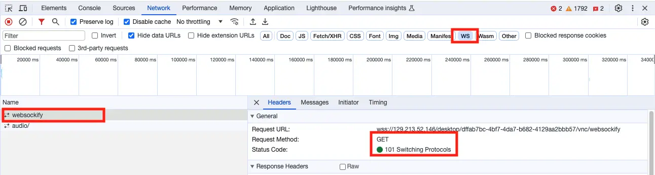 DevTools WebSocket
