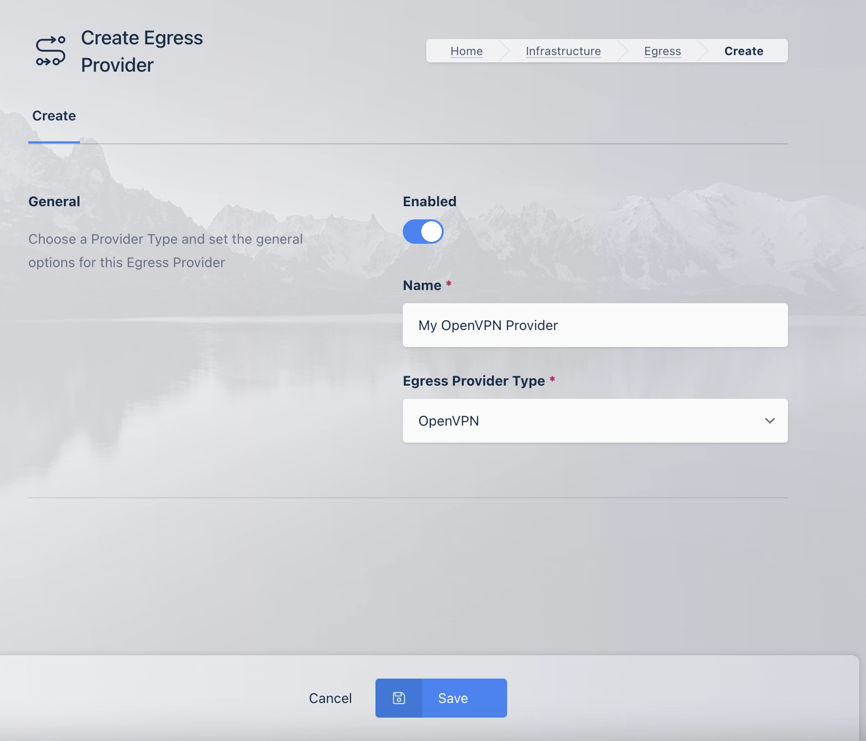 Egress Provider Form