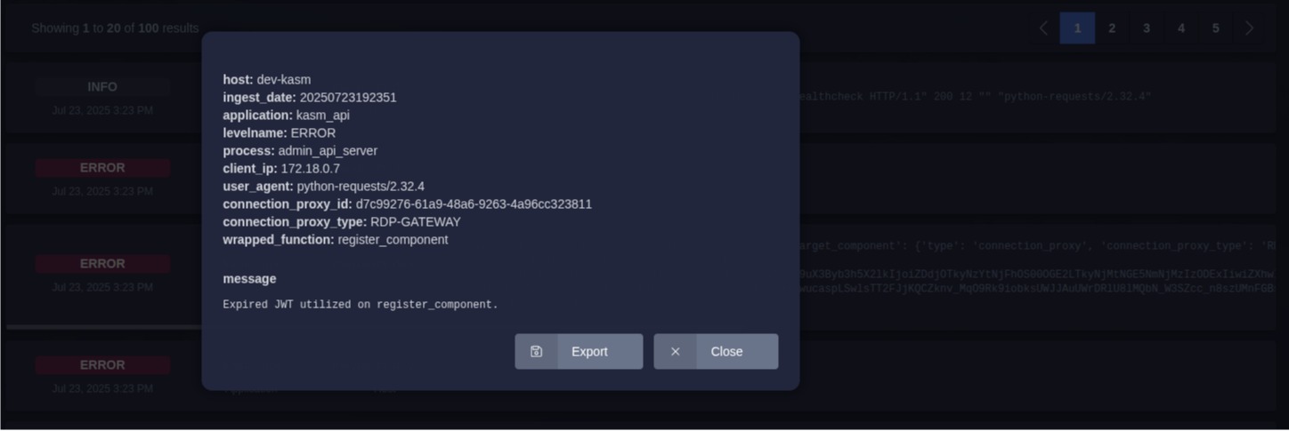 Admin logs with expired token
