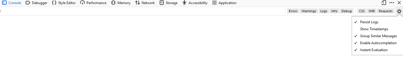 Enabling Console Persist Logs Setting
