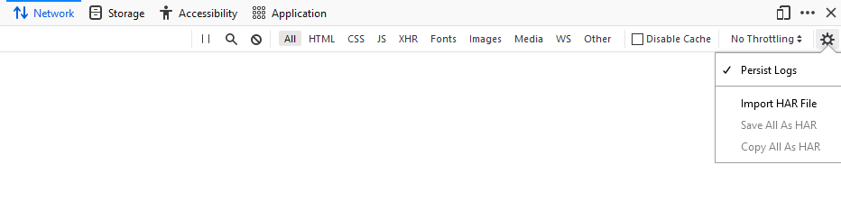 Enabling Network Persist Logs Setting