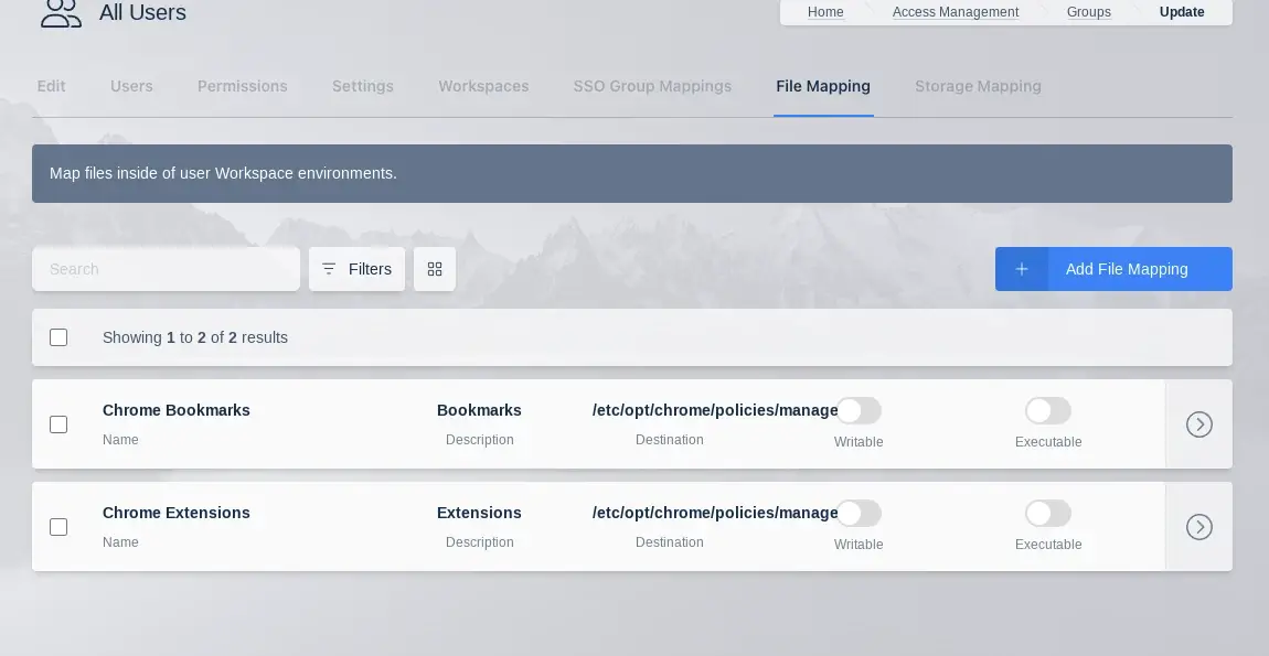 File Mappings Table