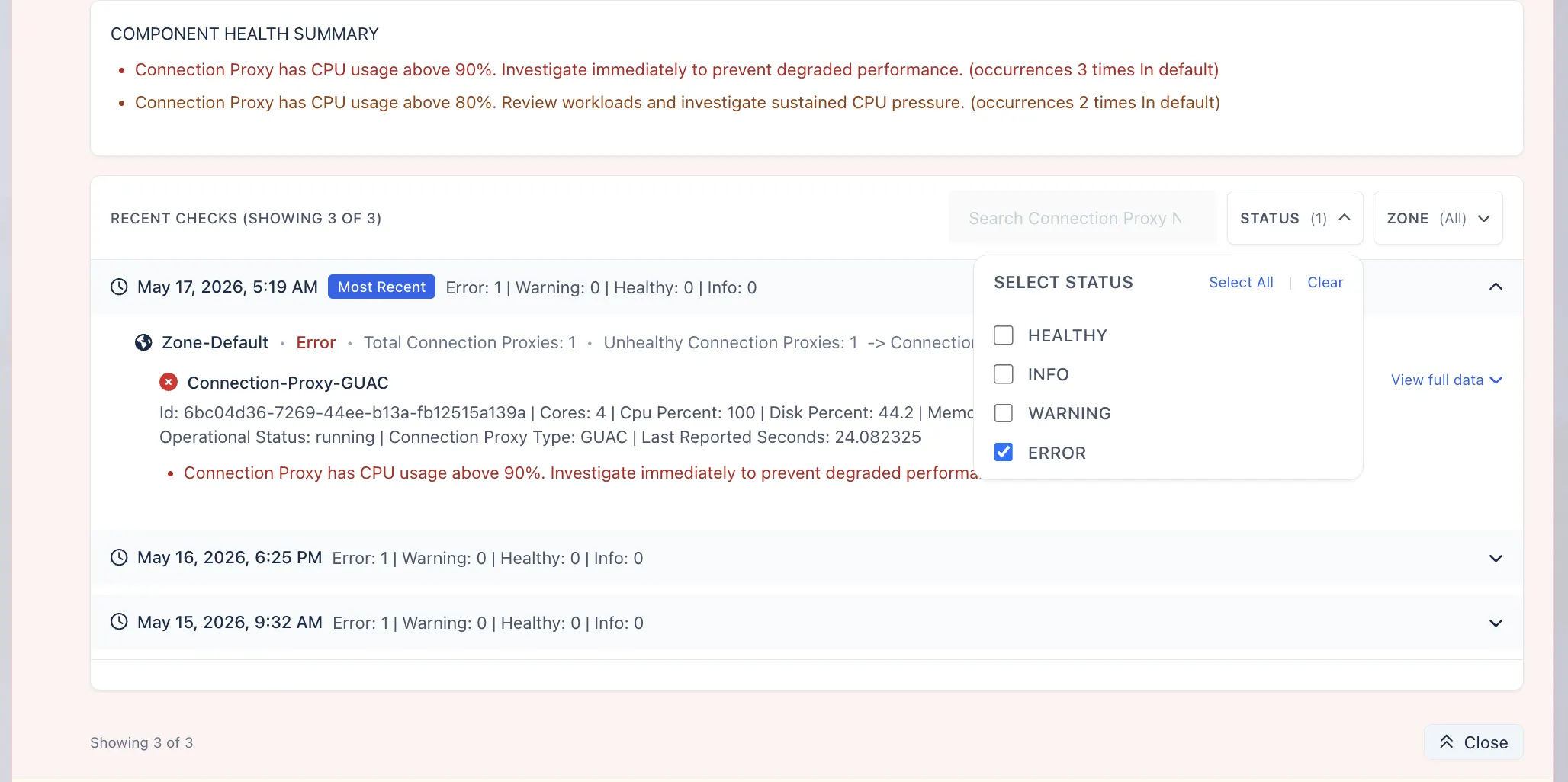 Filtered Component Checks