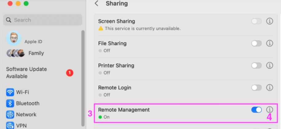 Location of Remote Management