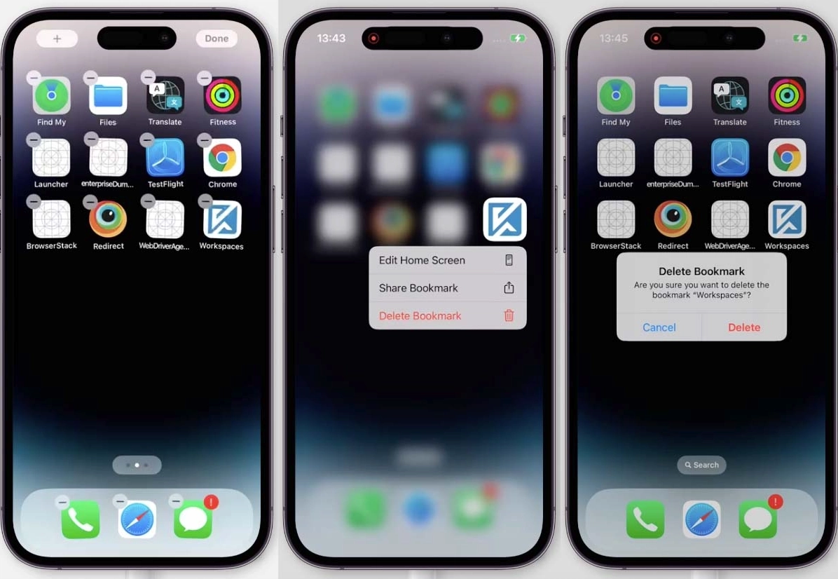 Uninstalling on iOS