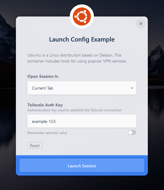 Launch Config Form