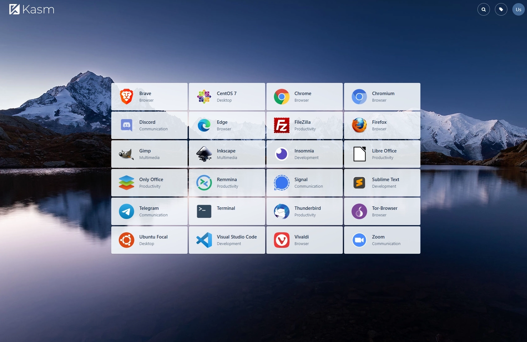 Main Workspaces Launcher Screen