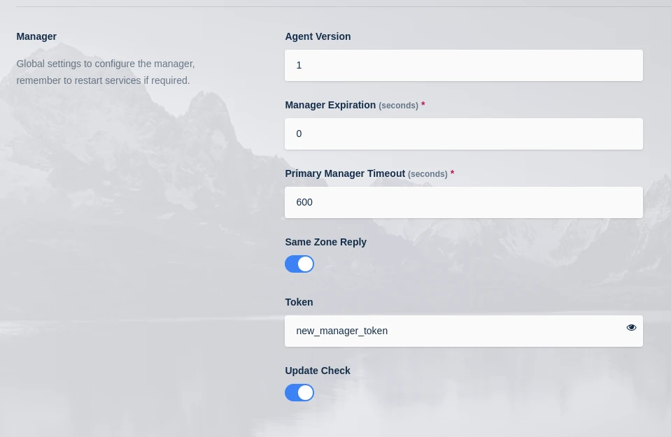 Manager Token Settings