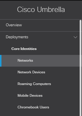 Networks Menu