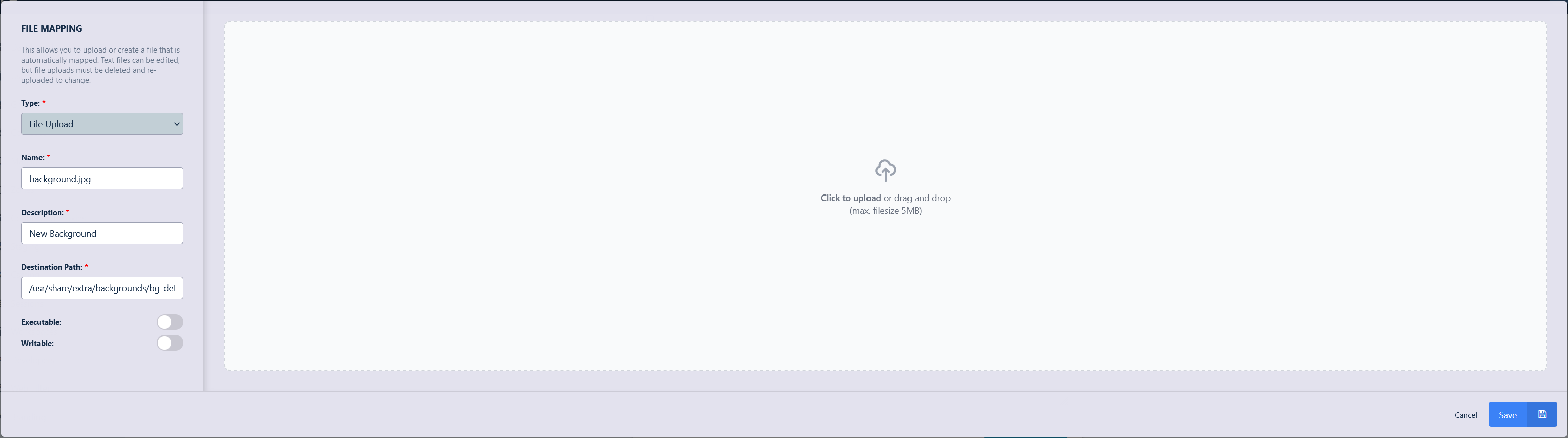 New Background File Mapping Definition