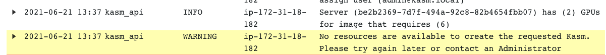 Logs indicating source of issue