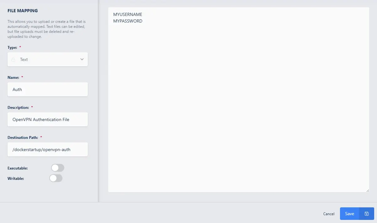 Mapping in an auth file