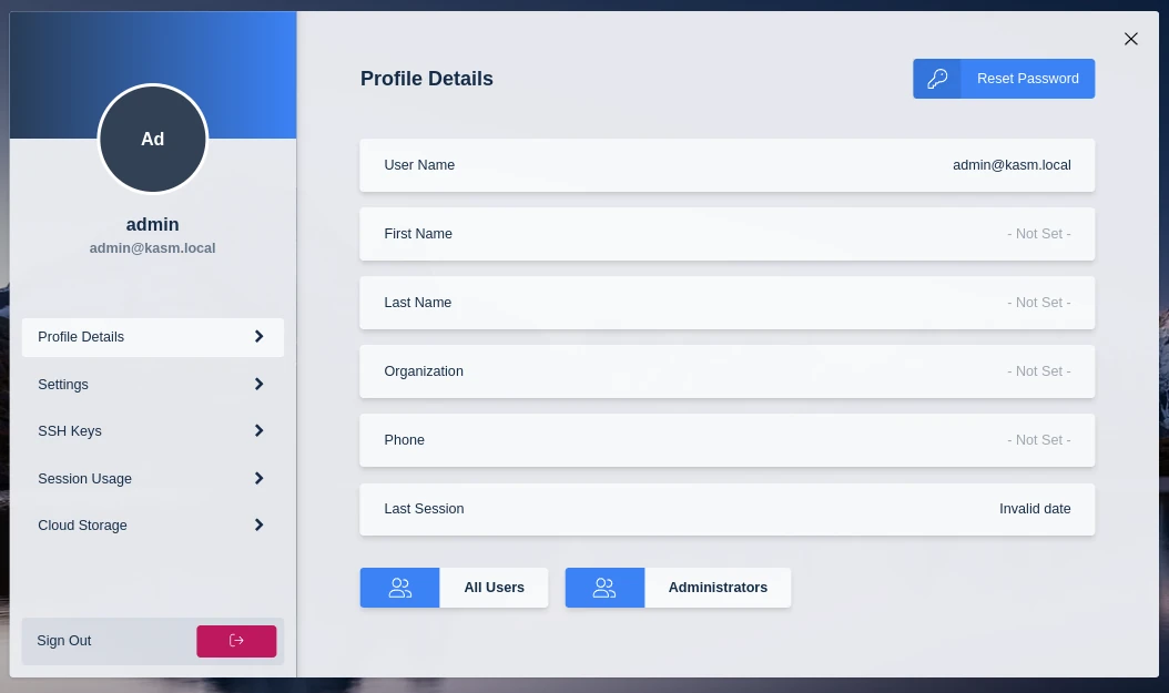 Reset Password Location
