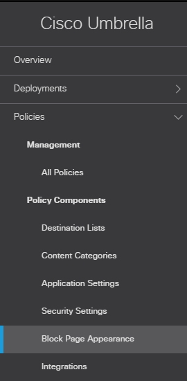 Policies Menu