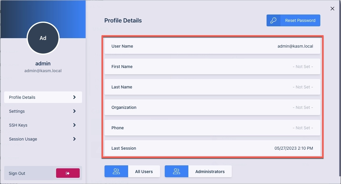 Profile Details Section