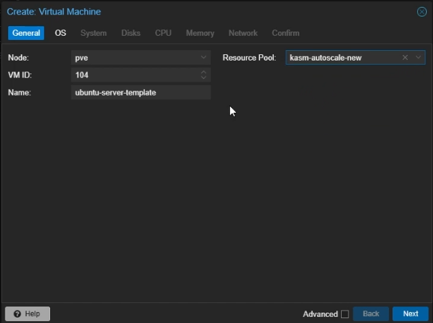 Create Proxmox Linux VM: General Settings