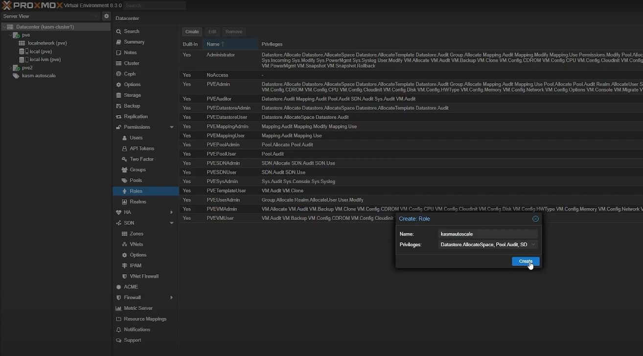 Create a Role in Proxmox