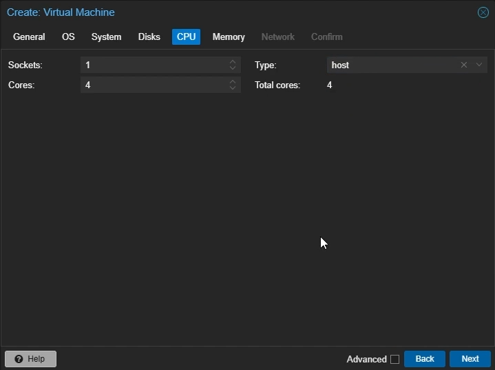 Create Proxmox Windows VM: CPU Settings