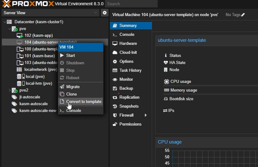 Create VM template in Proxmox"