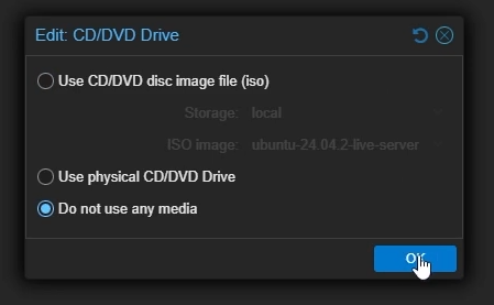 Remove Ubuntu ISO from your VM"