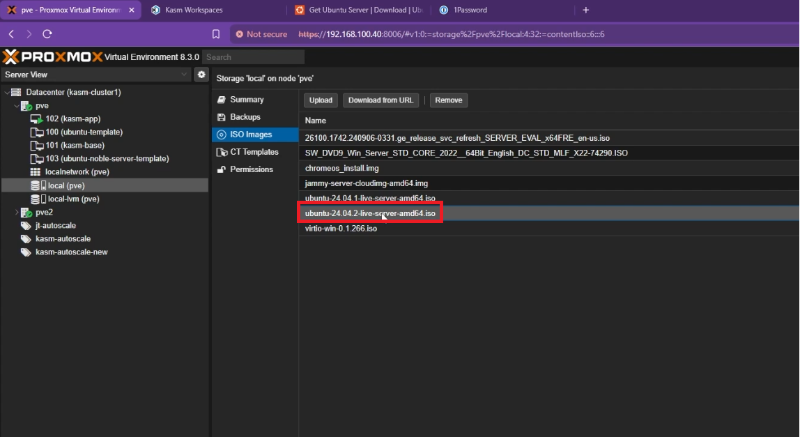 Upload Linux ISO file to Proxmox