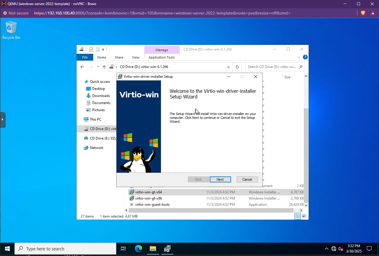 Install VirtIO drivers