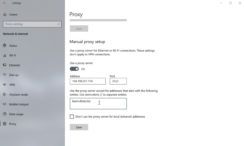 Proxy Settings