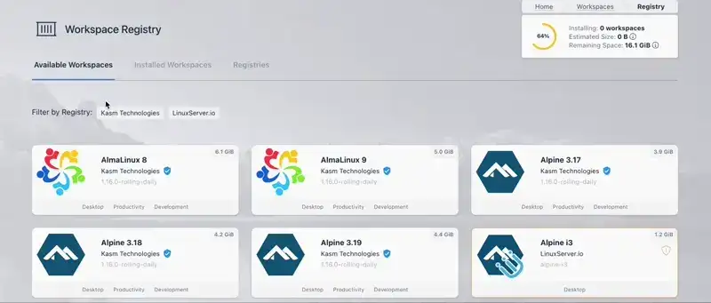 Searching and selecting a category