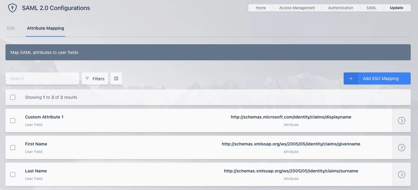 SAML Attribute Mappings