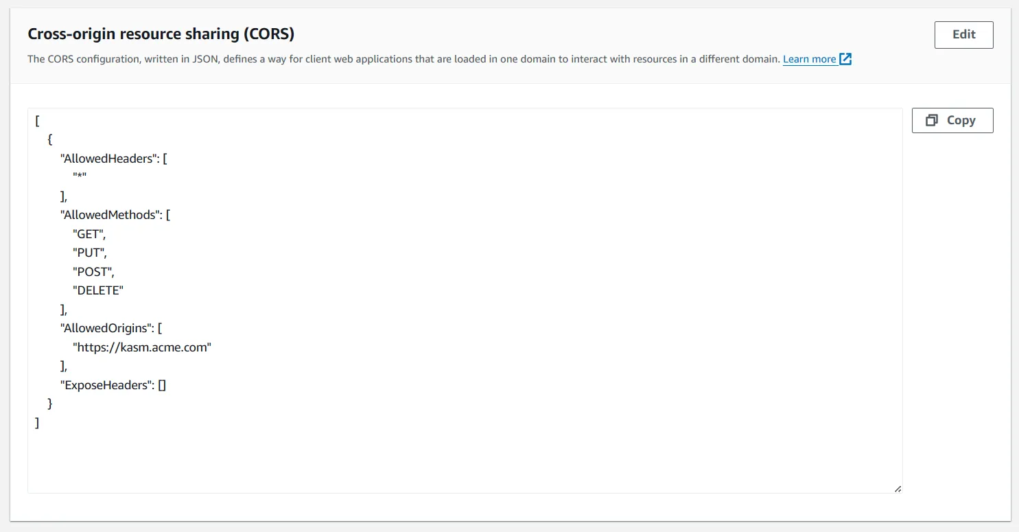 Amazon S3 Bucket CORS permissions