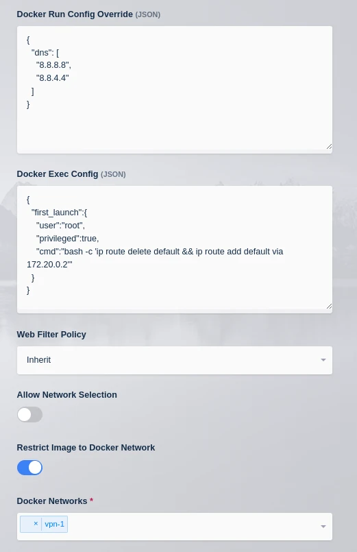 Workspace Network Settings
