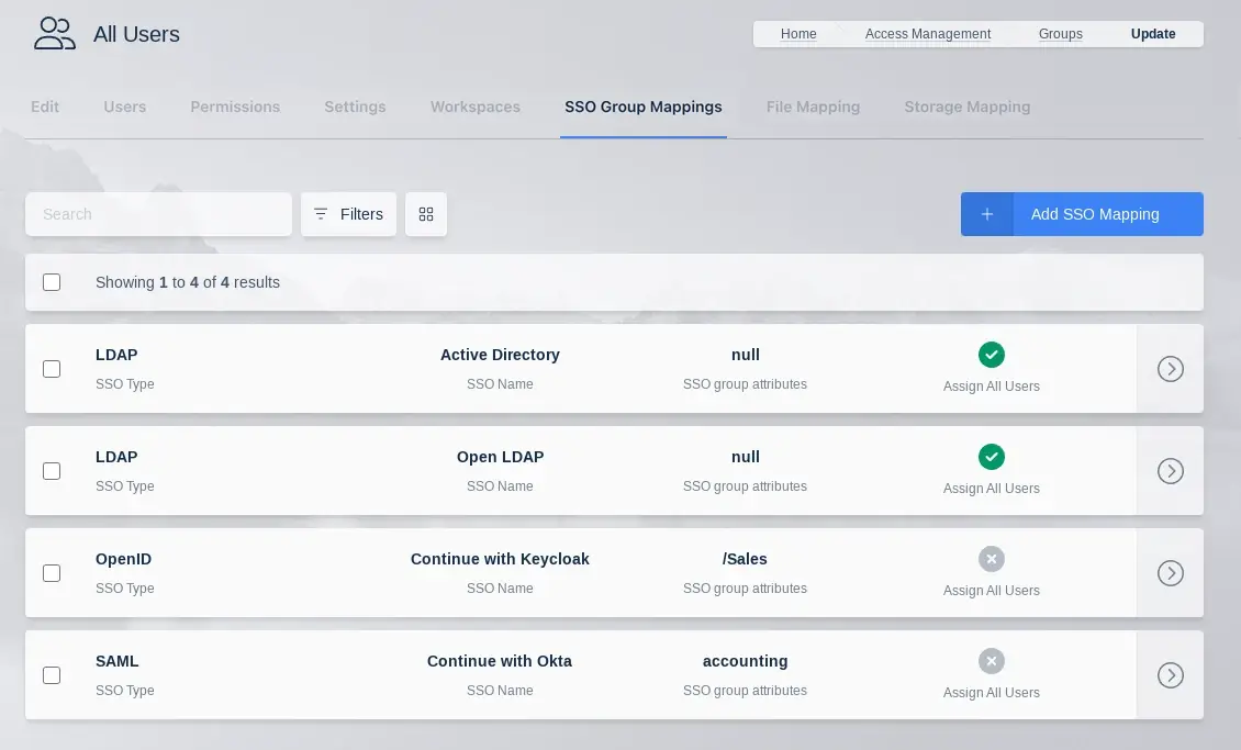 SSO Group Mappings