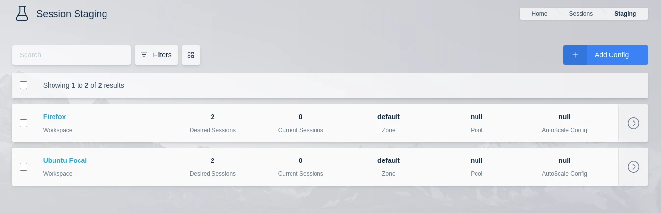 Staging Configs