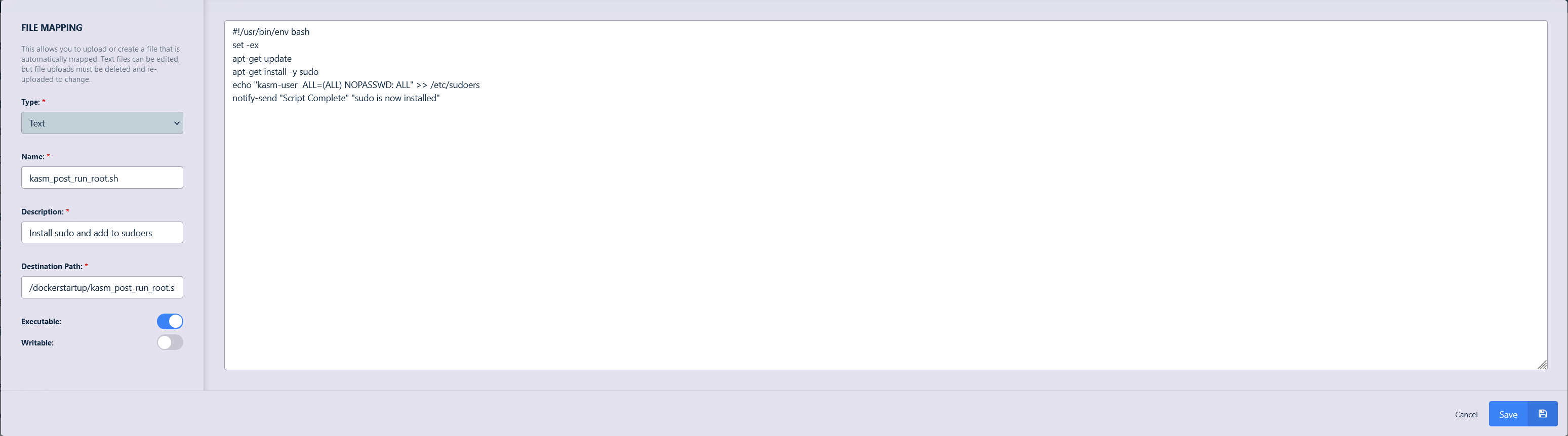 Sudo Install File Mapping Definition