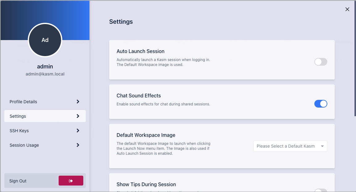 User Settings