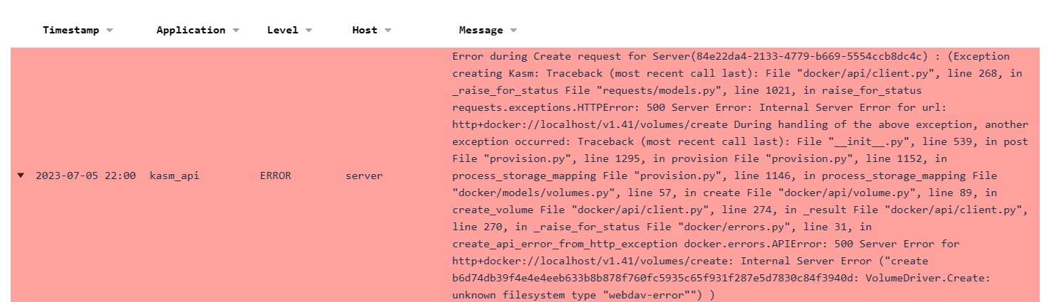 Error in Logs