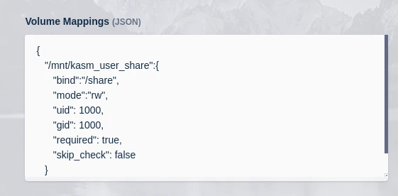 Configuring Volume Mappings on the Kasm Workspace