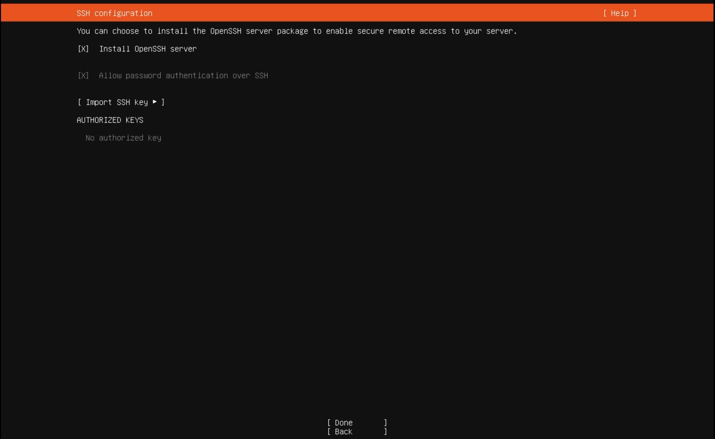 Enable "Install OpenSSH server"