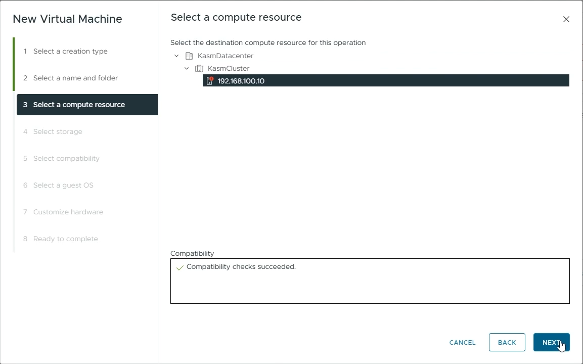 Choose the destination compute resource