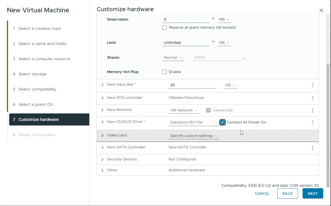 Customize your VM hardware