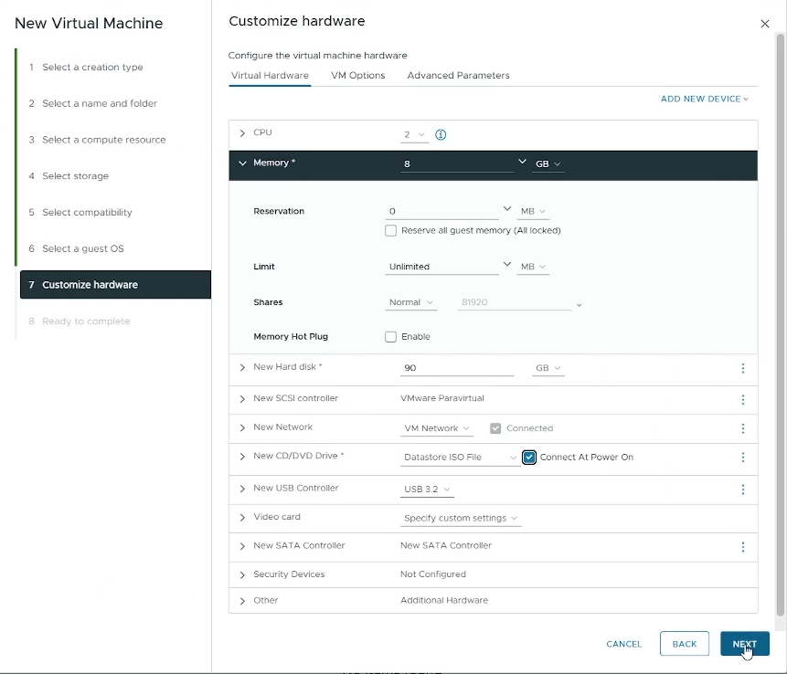 Customize your VM hardware